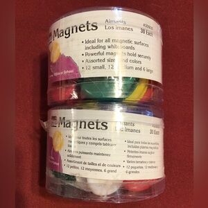 2 sets of 30 round magnets in 3 sizes, asst. colors